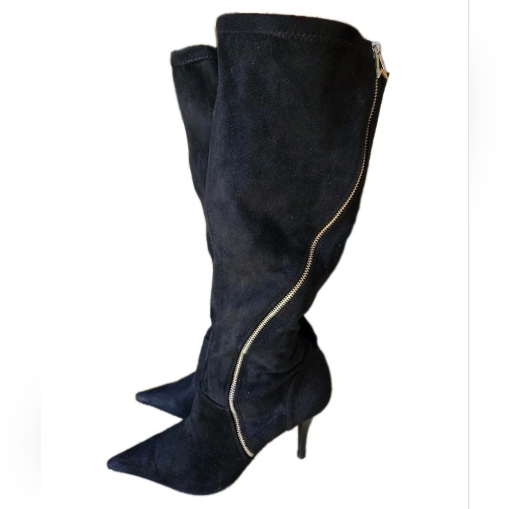 Jessica Simpson Supreme Black Stretch Microsuede Boot Size 7.5 B New In Box - Picture 2 of 9